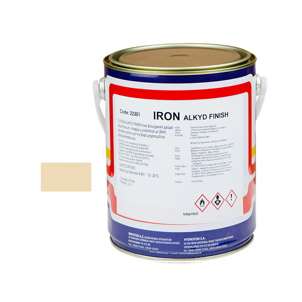 IRON ALKYD FINISH ΒΕΡΝΙΚΟΧΡΩΜΑ ΜΠΕΖ RAL-1015 2,5lt ΓΥΑΛΙΣΤΕΡΟ